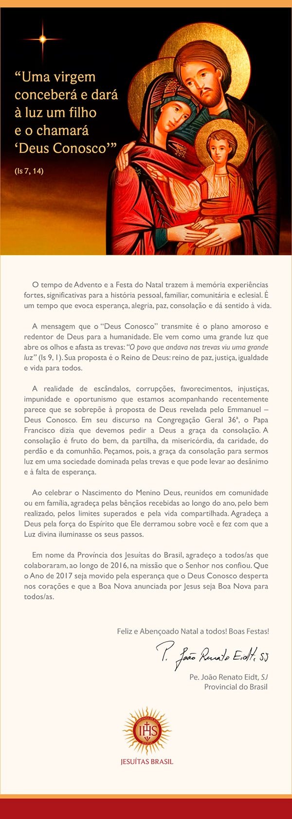 Mensagem de Natal do Pe. João Renato Eidt
