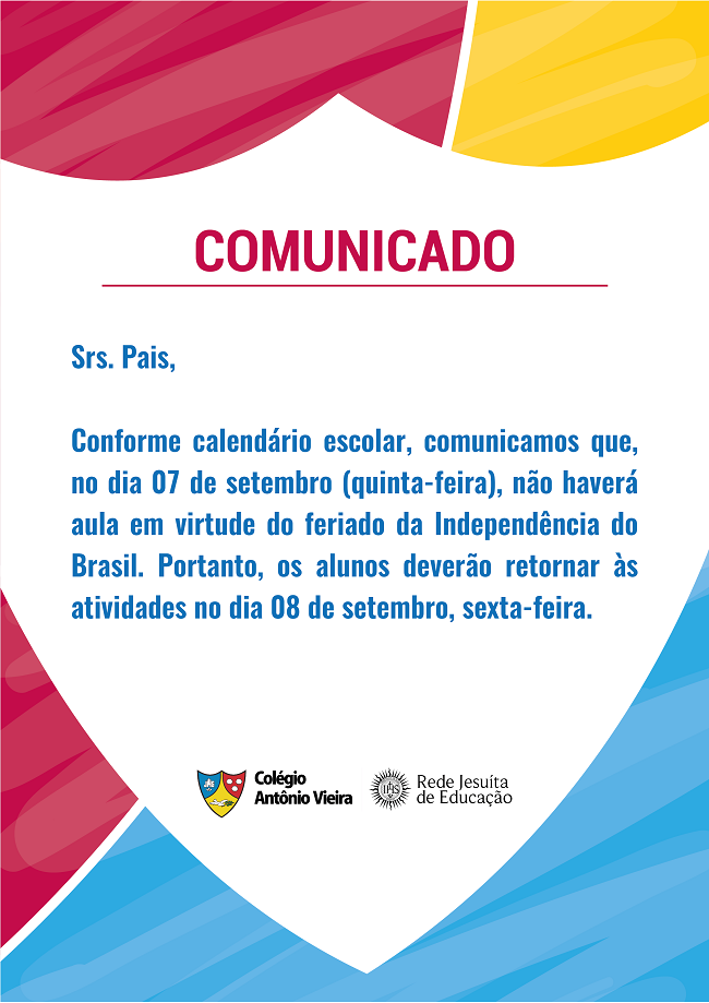 Comunicado sobre as atividades no dia 08 de setembro
