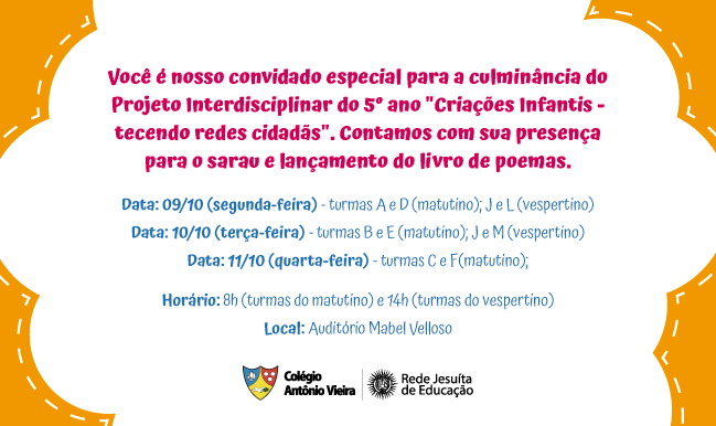 Culminância do projeto ‘Criações Infantis’ acontece de 09 a 11/10