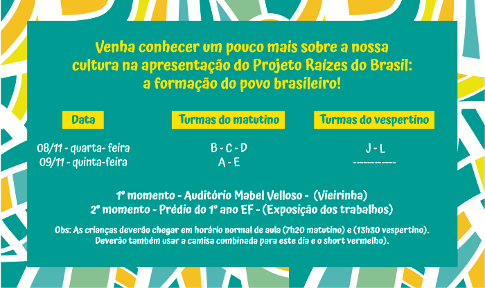 Projeto ‘Raízes do Brasil’ acontece nos dias 08 e 09 de novembro