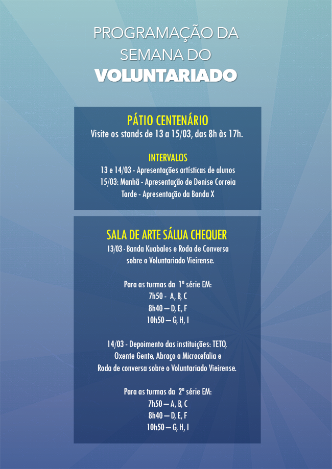 Semana do Voluntariado acontece de 13 a 15 de março