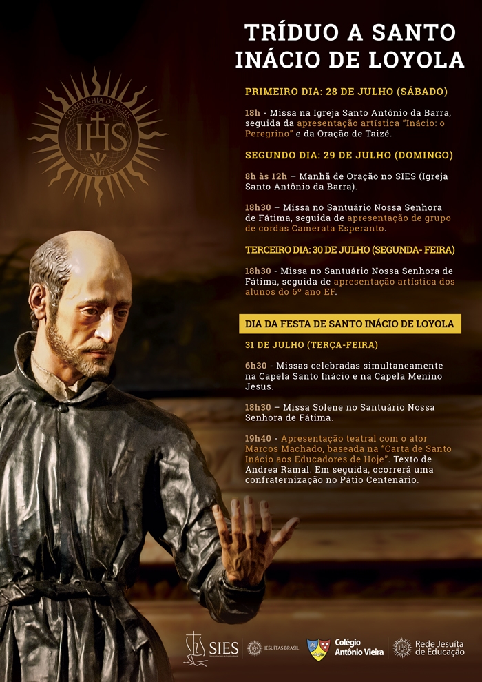 Programação do tríduo e da festa de Santo Inácio de Loyola