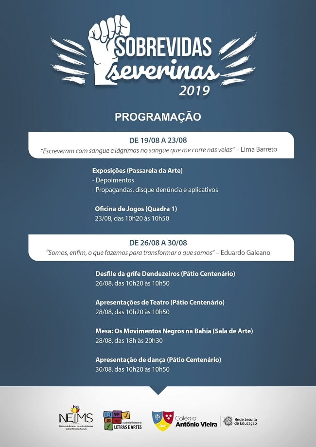 Projeto SobreVIDAS SEVERINAS lança programação para a edição de 2019