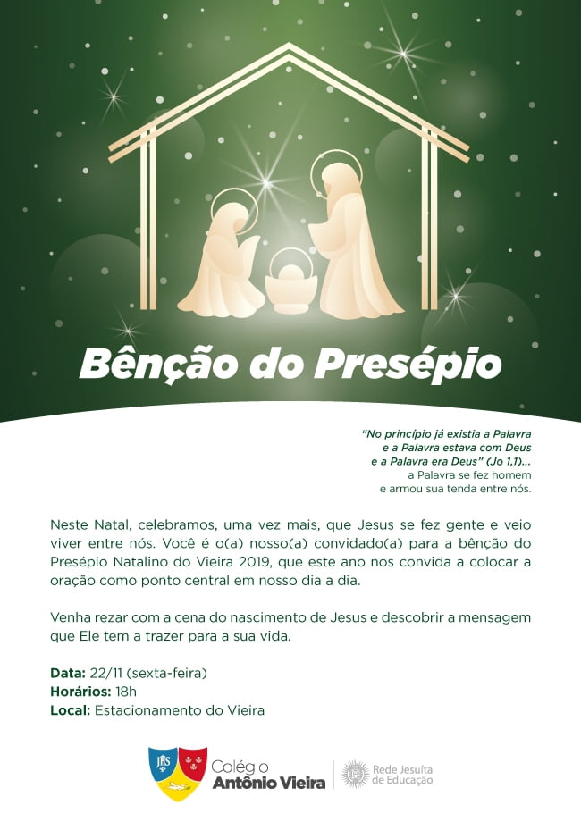 Vieira inaugura Presépio Natalino no dia 22 de novembro