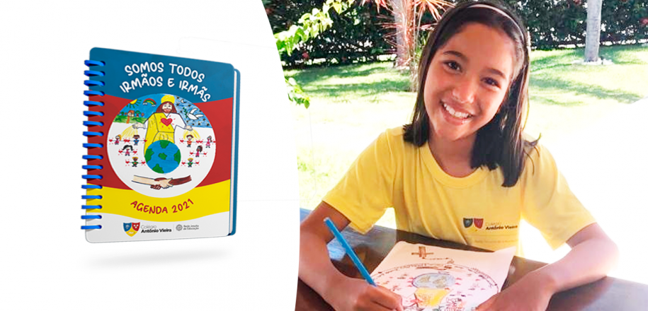 Ilustrada por alunos, Agenda 2021 do Vieira é inspirada na Encíclica do Papa Francisco