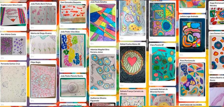 Estudantes do 8º ano EF desenvolvem arte abstrata criando “células de amor”